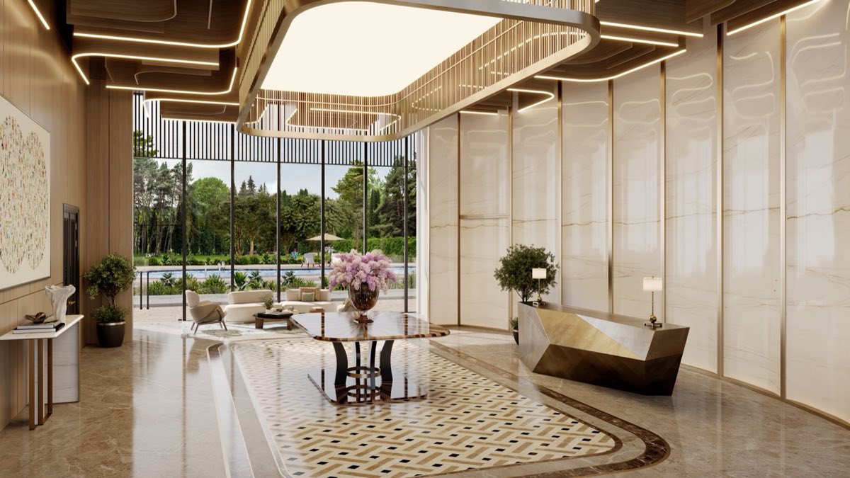 Artist's impression of the club lobby and lounge at Eldeco 7 Peaks