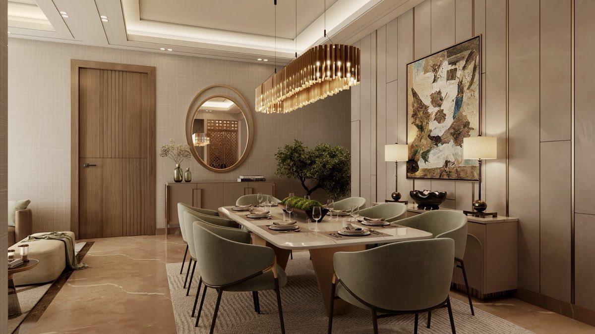 Artist's impression of a dining area at Eldeco 7 Peaks