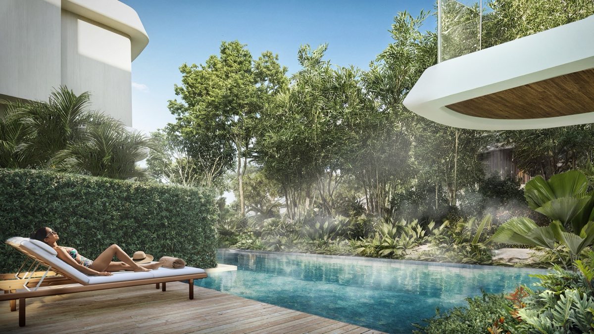 Artist's impression of the semi-outdoor heated pool at Eldeco 7 Peaks
